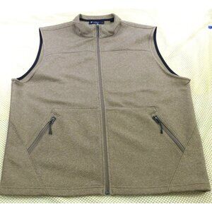 Mens Cremieux Classics Brown XL Sleeveless Zip-Up Vest 100% Polyester With Pocke